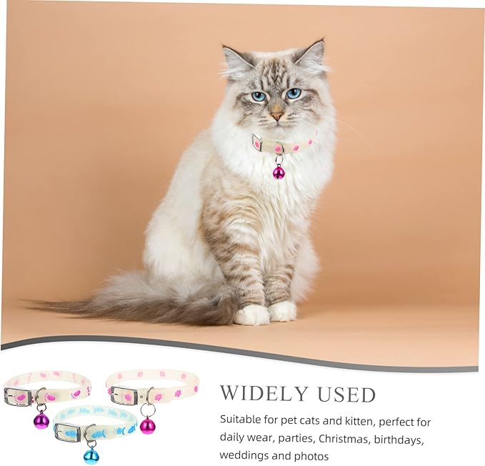 Toyvian 3Pcs Dog Collar Fluorescent Neck Straps Night Safety Kitten Puppy Reflective Glow Collars for Outdoor Visibility and Lost Prevention Random Color