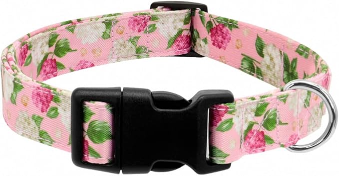 Flower Printed Dog Collar Custom Nylon Puppy Pet Collar Personalized Pitbull Collars Pets Acessorios for Small Medium Large Dog Pink S