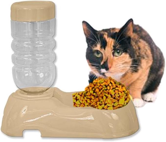 Plastic Pet Dog Puppy Cat Automatic Water Food Dispenser Combo Dish Bowl Feeder