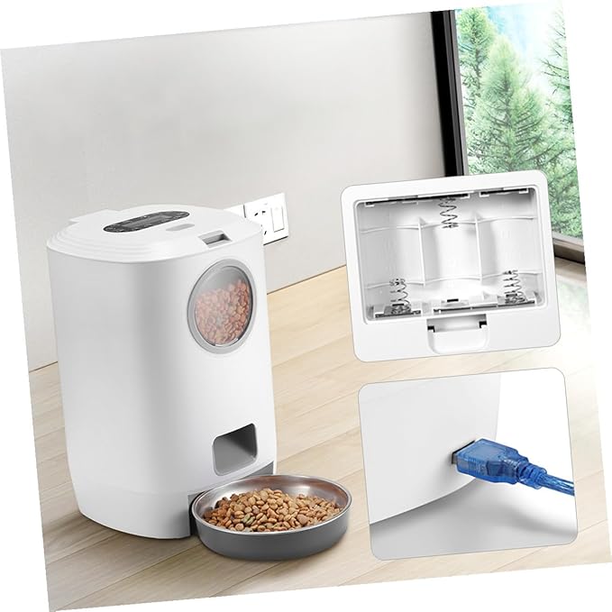 Automatic Pet Feeder with Voice Recording for Cats Dogs Rabbits Programmable Auto Food Dispenser Capacity Bite-Resistant Safe Feeding Device for Busy Pet Owners