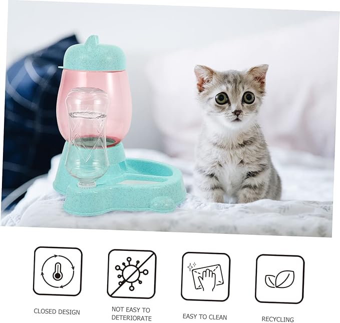 Kisangel Pet Water Dispenser Automatic Drinking Fountain Cat and Dog Bowl Feeder Compact