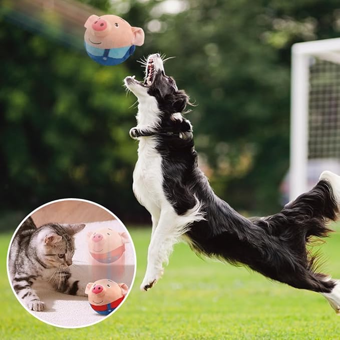 Interactive Dog Toys,2024 New Active Moving Pet Plush Toy,Squeaky Moving Dog Ball Toy,Rechargeable Puppy Toys to Keep Them Busy,Washable Pig Plush Toys(Rabbit)