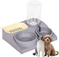 renvena Multi-Functional Dog and Cat Feeder Automatic Water Dispenser Bottle Double Slow Feed Bowls Grey One Size