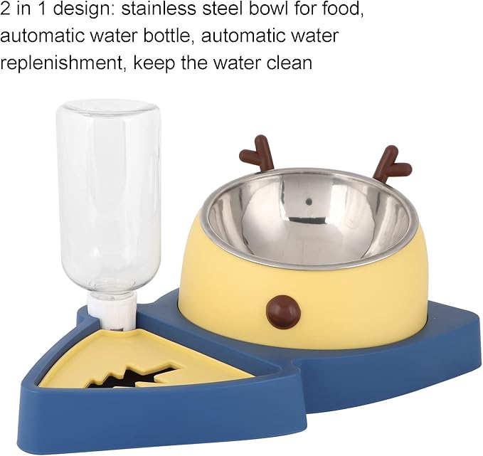Raised Cat Dog Bowls, Pet Food Feeder and Automatic Water Dispensers Set with Detachable Stainless Steel Bowl, Elevated Tilted Pet Water and Food Feeder Set for Cats Dogs Kitten