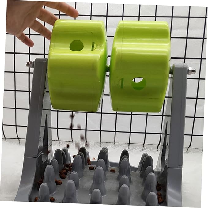 1piece Dog Automatic Food Dispenser Slow Feeder Dog Bowl for Healthy Eating Choking Design Material Grey and Green for Puppies and