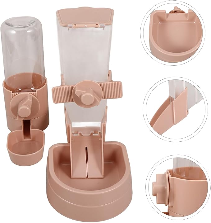 VANZACK 1set Automatic Pet Feeder Water Dispenser Stable Hanging Design for Cats Dogs Compact Material Food Water for Home Use