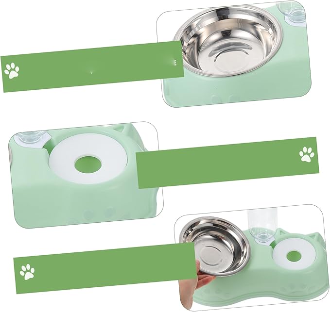 Luxshiny 1Set Pet Dual Feeder Automatic Dog Water Food Dispenser Non Slip Base Opaque Design for Freshness for Dogs and Cats