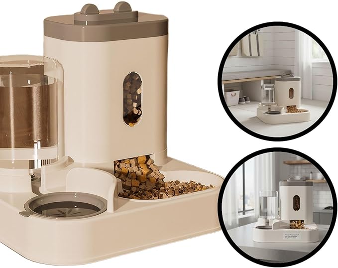 Automatic Pet Feeder with Water Dispenser - Self-Feeding Station for Cats and Dogs, Ideal for Home or Travel Use
