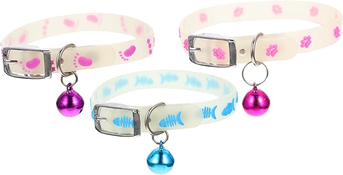 Toyvian 3Pcs Dog Collar Fluorescent Neck Straps Night Safety Kitten Puppy Reflective Glow Collars for Outdoor Visibility and Lost Prevention Random Color