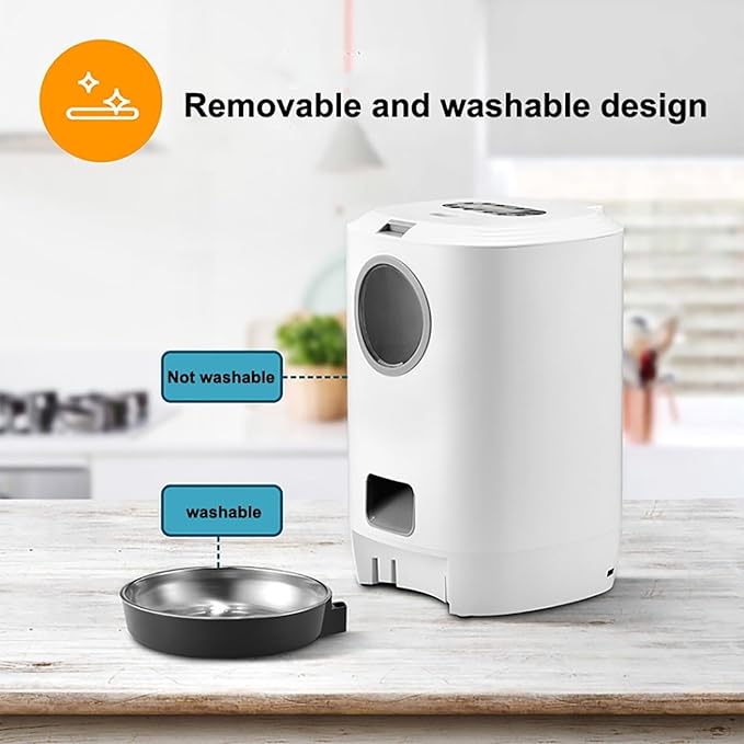 Automatic Cat Feeder, Dog Food Dispenser With Programmable Timer, 4.5 L Intelligent Portion Control and 1-4Meals Per Day, 10s Voice Record Remind and Removable Food Bucket, For Cats, Large Dogs