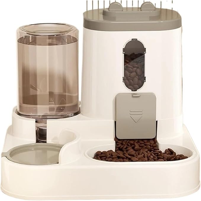 Automatic Dog Cat Feeder and Water Dispenser Gravity Food and Waterer Set with Pet Bowl Universal Products(Blue1)