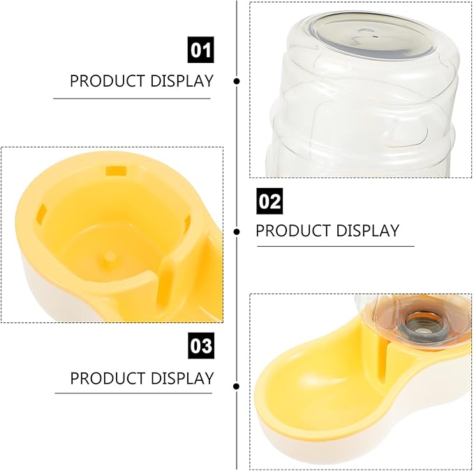 Automatic Pet Water Bowl Slanting Design Puppy Drinking Feeder Cream Yellow Pet Water Container for Dogs and Puppies