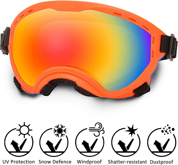 Dog Sunglasses with Adjustable Strap, UV Protection, Winproof Puppy Sunglasses, Suitable for Dogs Eyes Protection,Soft Dogs Goggles