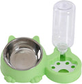 Dog Bowl with Automatic Water Bottle Practical Pets Water and Food Bowl Set for Small Medium Dogs Puppy- Green