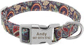 Custom Dog Collar Nylon Floral Engraved Pet Puppy Collar Print Personalized Name Collars for Small Medium Large Dogs Pitbull Purple S
