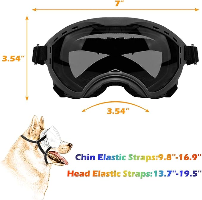 Dog Sunglasses with Adjustable Strap, UV Protection, Winproof Puppy Sunglasses, Suitable for Dogs Eyes Protection,Soft Dogs Goggles