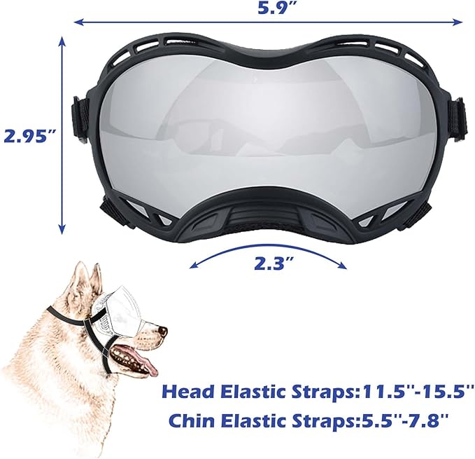 Dog Sunglasses,Doggles Anti-UV Protection,Pet Sunglasses with Adjustable Strap,Suitable for Motorcycle Car Driving Bike Riding Hiking Swimming Wind Dust Fog Dog Eye Protection