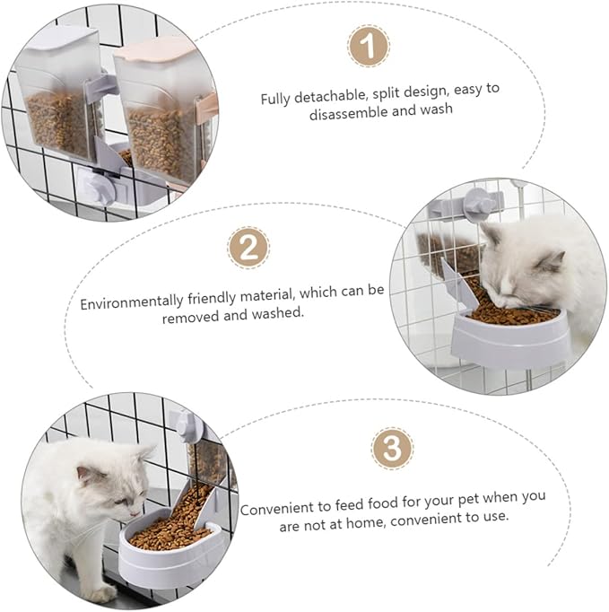 1pc Hanging Pet Feeder for Dogs and Cats Automatic Food Container Detachable Design Gray for Preventing Spills and Easy Cleaning