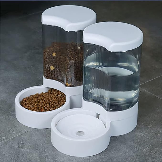 Automatic Feeder Automatic Dog Feeder and Water Dispenser Set Gravity Self Feeding Food Waterer for Small Medium Pet Cats Dogs Kitten Puppy Pet Water Dispenser (Color : Red) (White)