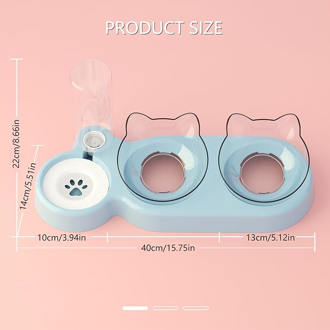 Innovative Pet Automatic Water Dispenser with Double Bowls for Feeding and Drinking Clear Bowl for Cats and Dogs