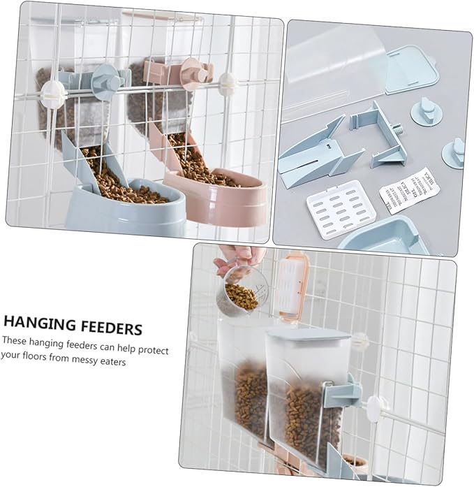 FRCOLOR 2l Hanging Automatic Dog Feeder and Puppy Bowl, Space-Saving Pet Food Dispenser for Cages, Hanging Pet Bowl for Small to Medium Dogs, Suitable for Indoor Use