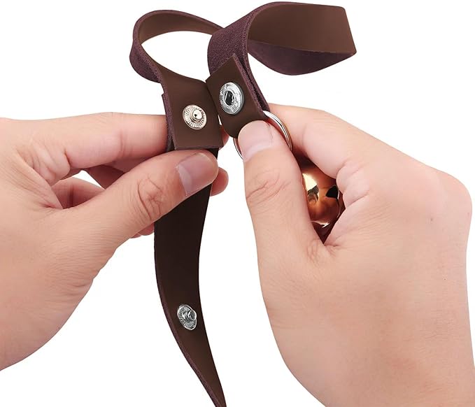 Leather Dog Doorbells for Door Knob, Dog Bells to Go Outside & Puppy Potty Training, Adjustable Brass Dog Bell, Makes Training Your Puppy a Breeze.