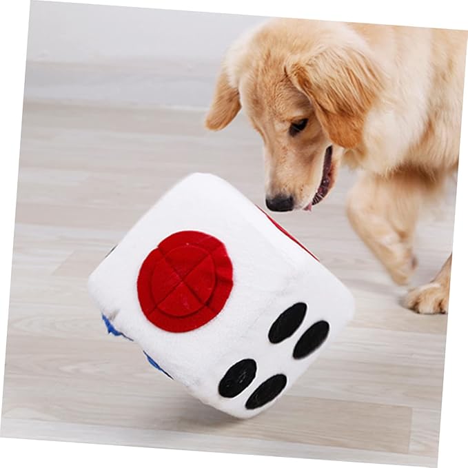 SUPVOX Dog Plush Training Toy Sniffing Dice for Dogs Interactive Plush Enrichment Toy for Pets White