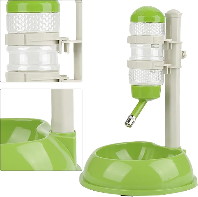 Pet Water Dispenser and Food Bowl, Pet Dog Cat Water Food Feeder Bowl Bottle Standing Dispenser, Height Adjustable Automatic Water Dispenser Feeding Station for Pets Cats Dogs