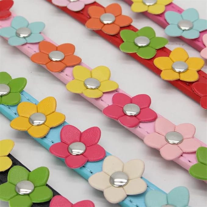 Mini Colorful Flower Puppy Dog Collar Girl Cat Collars Light Blue M