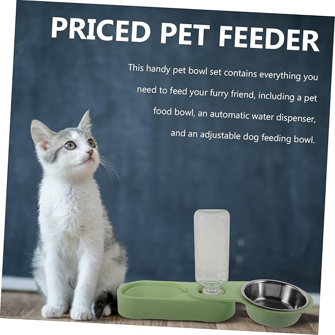 balacoo Dog Bowl Set Double Cat Feeder Automatic Dispenser for Food and -Saving Design Easy Cats and Pets