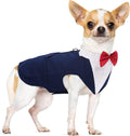 PUMYPOREITY Medium Dog Bowtie Tuxedo Suit, Cat Tuxedo, Dog Wedding Outfit - 2 Pieces/Pack, M, Blue