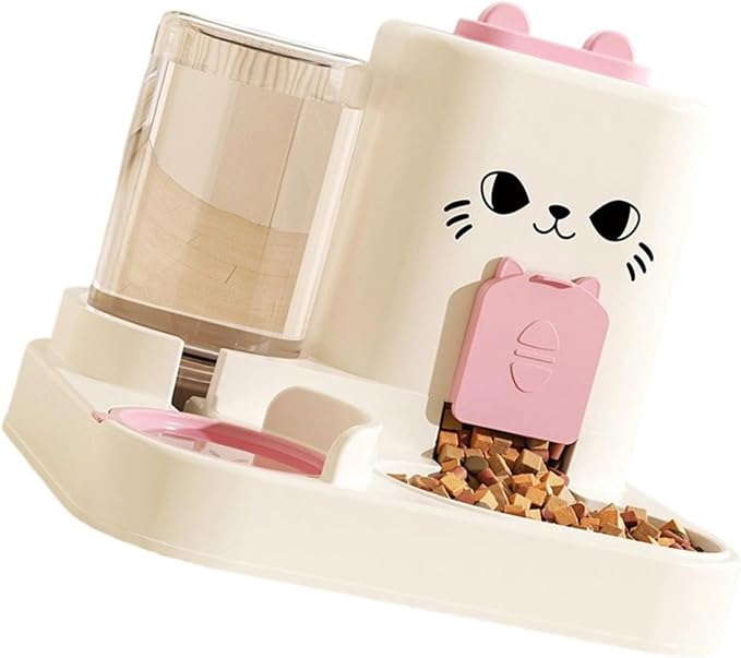 Automatic Refilling Pet Water Bowl and Food Dish Set with Stainless Steel Removable Tray Anti Tip Base for Small Animals Pet Food and Water Dispenser