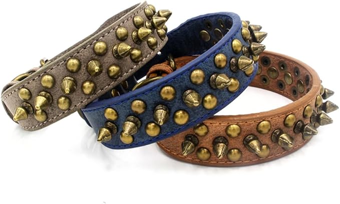 Anti-bite Rivet Pet Collar Adjustable Dog Collar with Round Nail Design Dark Blue Xs Stylish Neck Strap for Walking Outdoor Sports