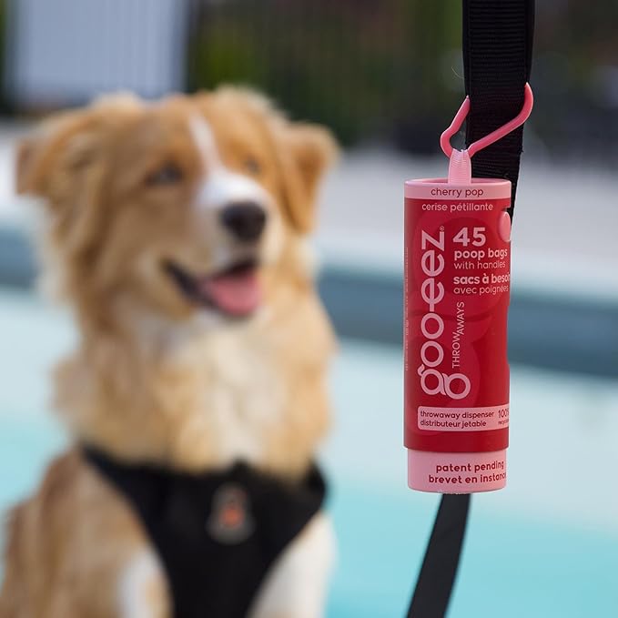 GOO-EEZ Disposable Pet Waste Bag Dispenser 3-Pack (135 ct), Pre-Loaded with 65% Recycled Dog Poop Bags with Easy-Tie Handles, No Refills Needed Twist-and-Pull Design - Fresh Collection