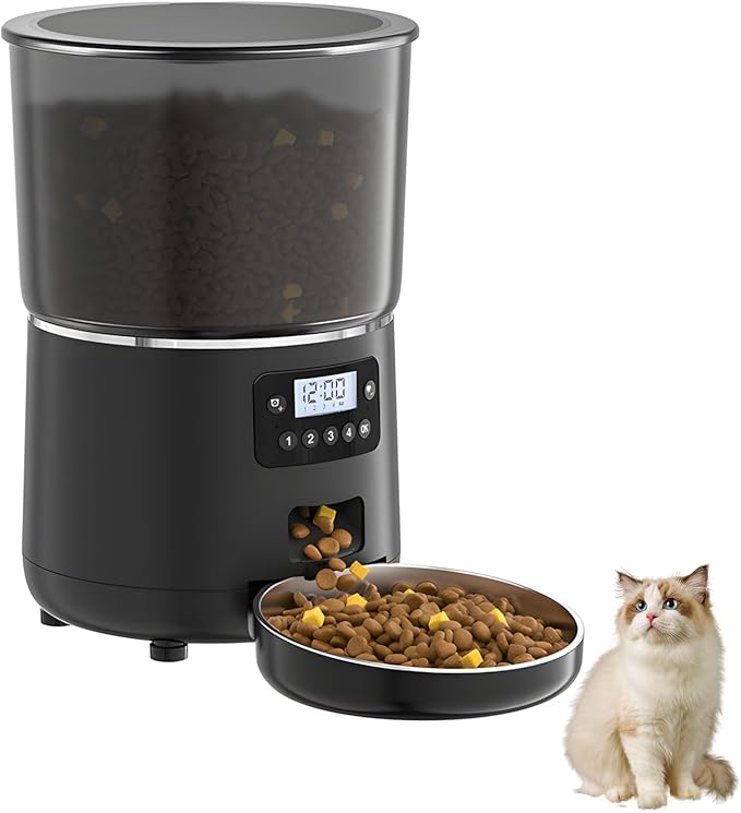 Quiet USB Powered 4L Dog Feeder Button Version Control for Automatic Timed Feeding Large Capacity for Busy Owners USB Feeder