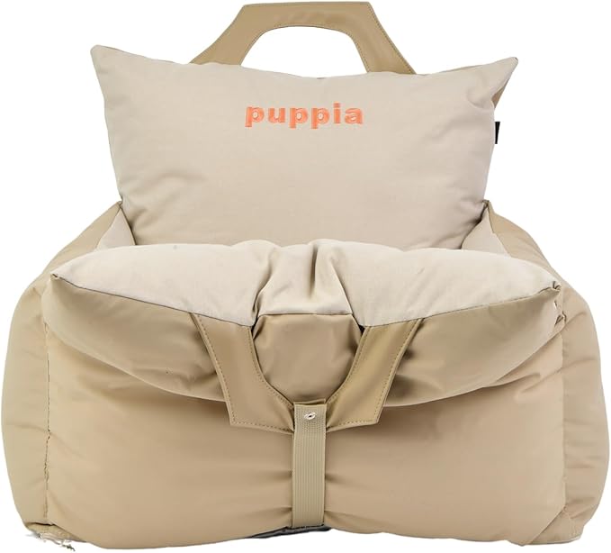 Puppia Dog Car Seat Secure Comfortable Waterproof Great for Travel for Small and Medium Dogs - Beige - Large