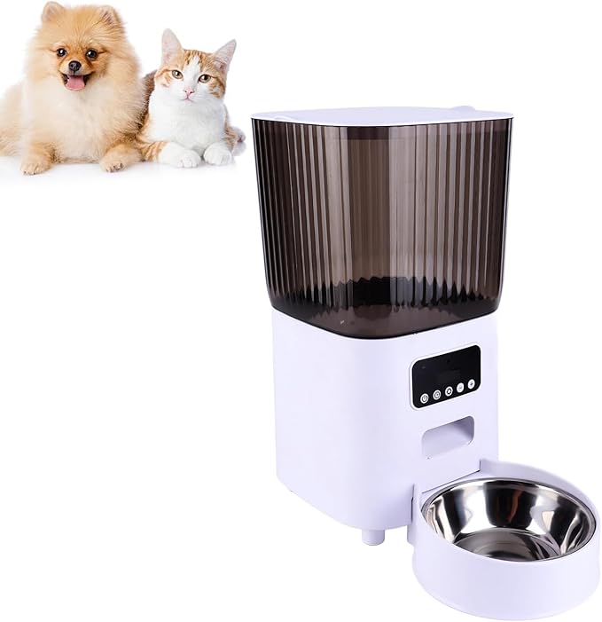 Automatic Pet Feeder 5L Capacity, Disassemble Cat Dog Feeders with APP Remote Portion Control, 2 Layer Compartment Food Bowl, Timed Cat Food Dispenser for Cat Dog (Single Bowl