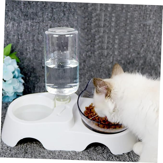 balacoo Automatic Water Feeder for Cats and Dogs Inclined Pet Food and Water Bowl with Automatic Dispenser Convenient and Stable Design for Small Medium Pets Easy to Clean Material Feeding