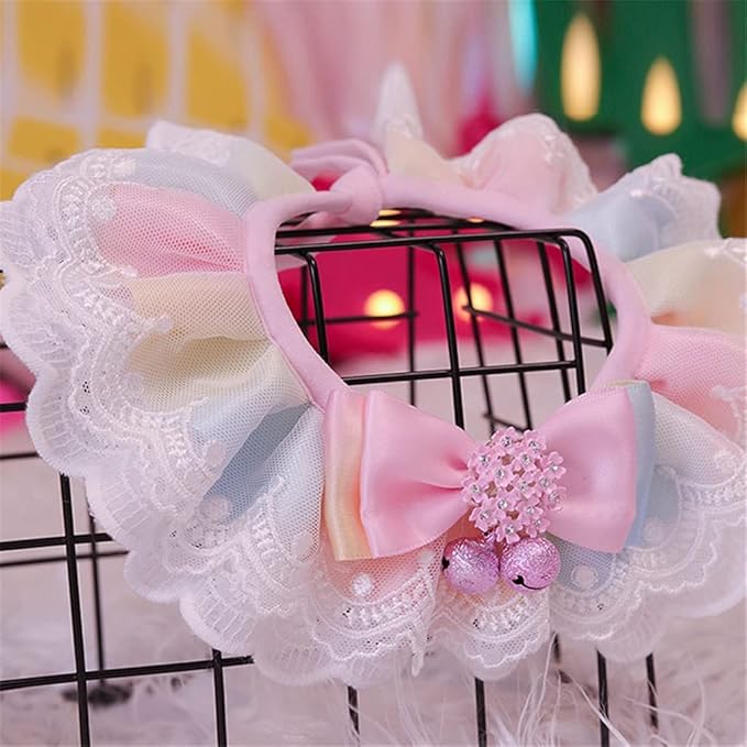 Lace Cute Cats Bandana Collar Rainbow Jewelry Dog Bibs Bows Pet Necklace Cute Kitty Puppy Accessories for Gifts