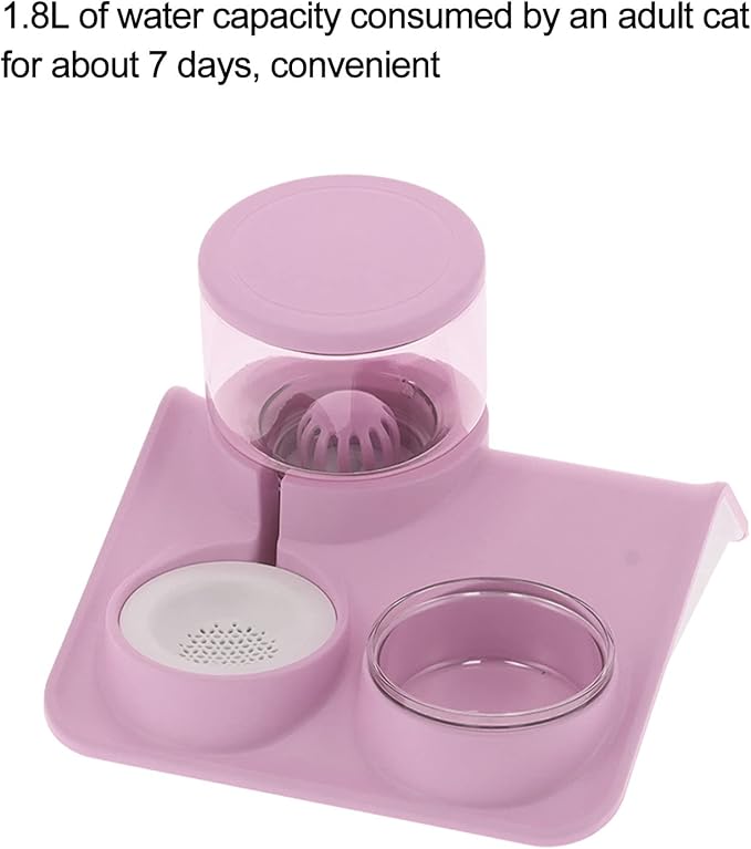 Pet Feeder, Detachable Cat 1.8L Automatic Water Dispenser Food Feeder Drinker Bowl, Pet Water Dispenser and Food Bowl Set for Dogs Cats and Small Animals (Rooftop Drinking