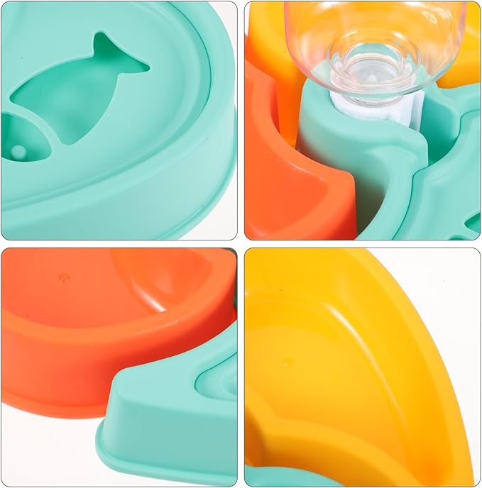 MERRYHAPY Dry and Wet Food Separation Pet Feeding Bowl with Water Dispenser, Dog Feeder and Cat Food Bowl for Indoor Use, Anti-Spill Design Suitable for Cats and Dogs