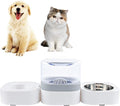 Automatic Pet Water Dispenser 1.8L Cats Dogs Food Water Feeder Dispenser Foutains Bowls with Detachable No-Spill Waterer and Stainless Steel Feeder Bowl for Pets Puppy Kitten