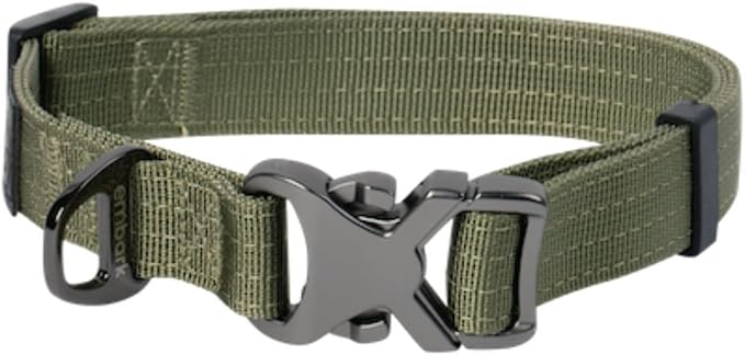 Embark Adventure Pro Dog Collar – Heavy Duty Tactical Dog Collar Stylish & Durable Nylon Dog Collar for Large Dogs, Small Dogs & Medium Dogs. Strong Buckles for Any Size Breed (Small, Green)