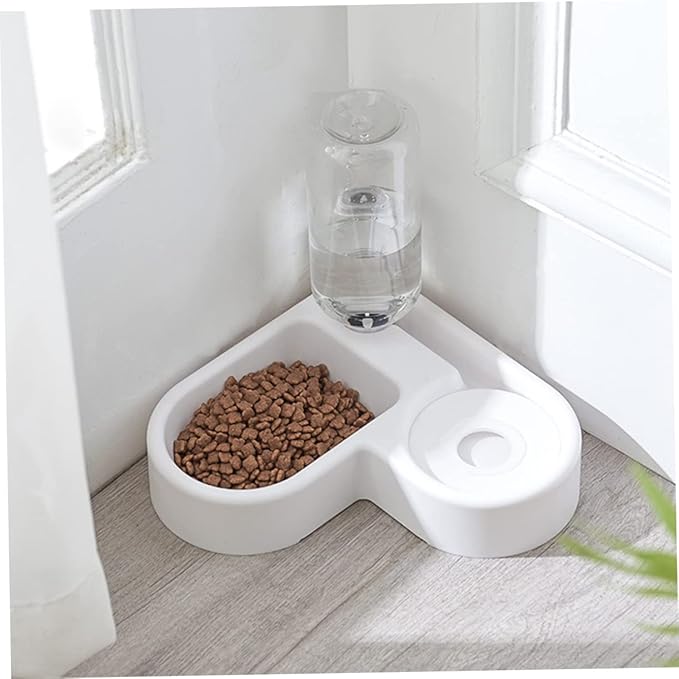 3pcs Automatic Pet Water Feeder and Food Bowl for Dogs and Cats White No- Design Smooth Safe Materials for Home Decor