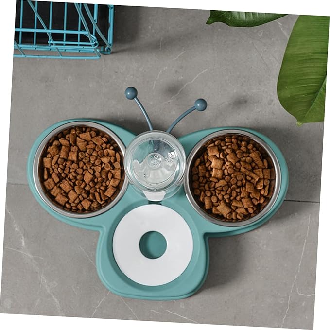 Convenient Automatic Pet Feeder Waterer Double Bowl and Cats Removable Stainless Steel Bowls Easy to Clean for Busy Pet Owners