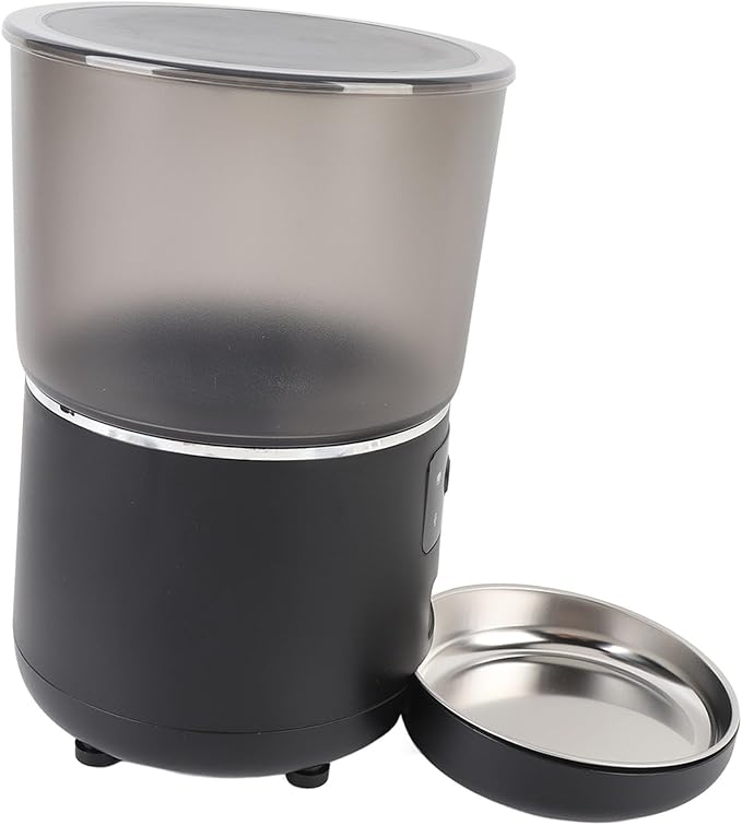 Automatic Pet Feeder, Upgrade 4L USB Wireless Timed Dry Food Dispenser with APP Smart Reminders for Cats Dogs, Portion Controlled Feeding, Removable, Easy to Clean (Black)