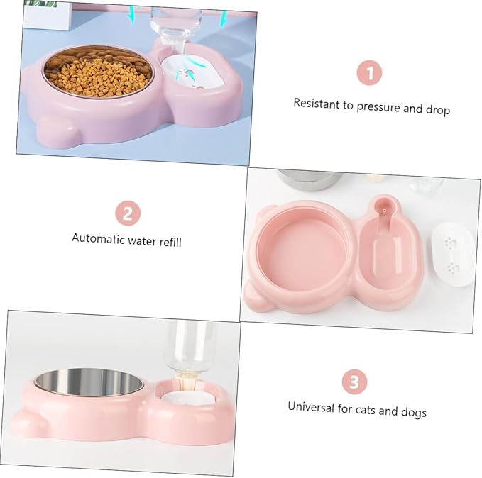 KESYOO Pet Feeder Bowl Dual Feeding and Drinking Bowl for Cats and Dogs Automatic Water Dispenser Durable Easy to pet Supplies