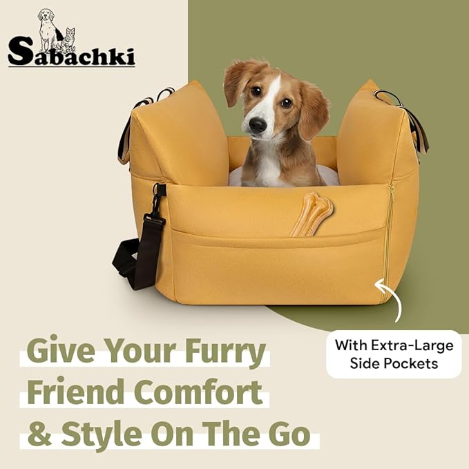 Dog Bed for Car | Waterproof Booster Seat for Small & Medium Dogs Up to 30 Lbs - Yellow