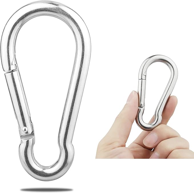Large Spring Snap Hook Carabiner, 304 Stainless Steel Heavy Duty Carabiners Clip, Stainless Steel Spring Snaps Hooks Carabiners Outdoor