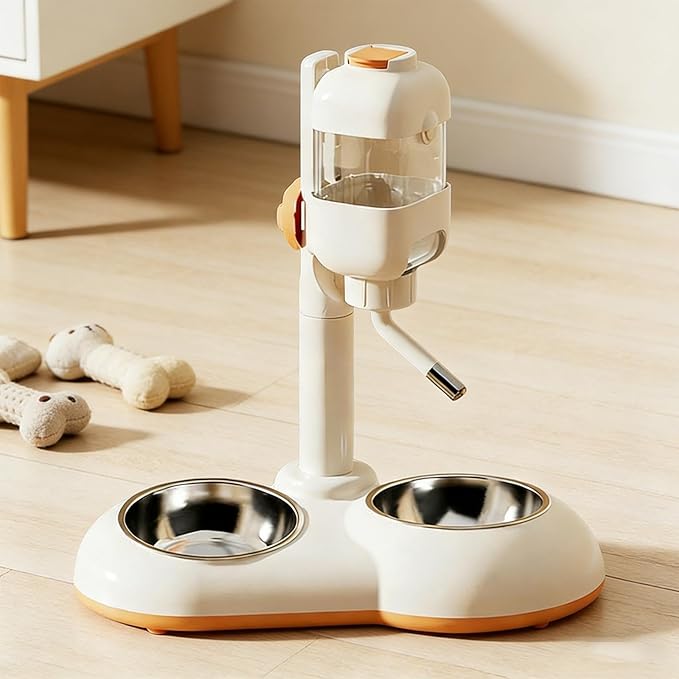 Standing Water Dispenser for Pets, Automatic Food and Water Dispenser for Cats, and Kittens, White